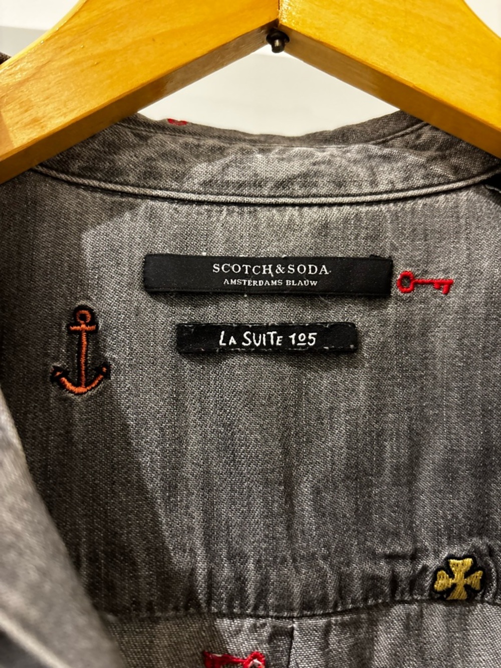 Scotch & Soda Grey Embroidered Shirt, size S - Picture 5 of 15